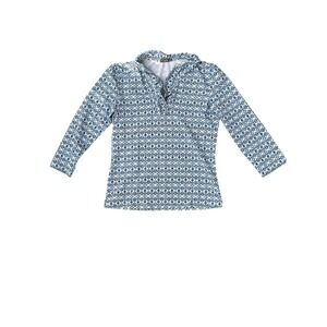 J.McLaughlin Durham Ruffle Collar Geometric Print Top 3/4 Sleeve Women's‎ XS
